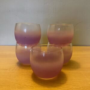Vintage 50s 60s purple Blendo roly poly glasses- set of five